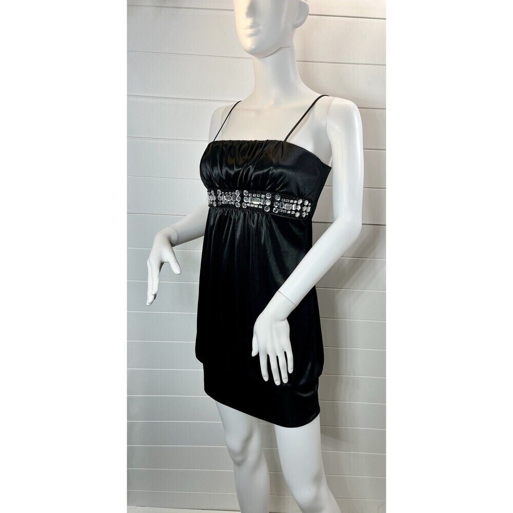 Vintage Steppin Out Dress Bubble Hem Y2K Babydoll Whimsigoth Rhinestone Womens S